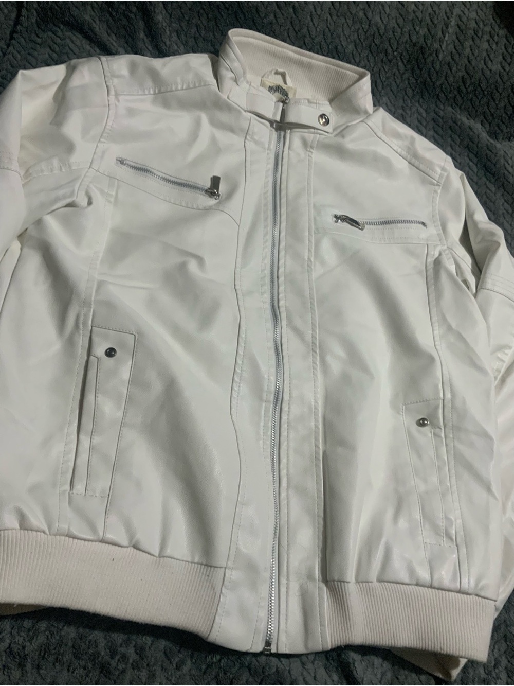 Japna White Men's Bomber Jacket with Zip Pockets